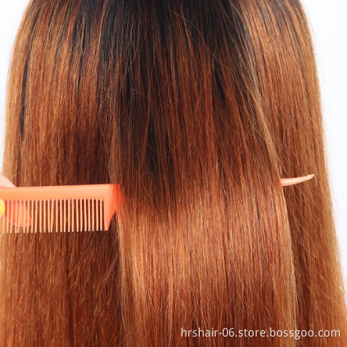 1B/30 Ombre Color 180% Density Brazilian Straight Human Hair Wigs With Bangs Remy Full Machine Made Human Hair Wigs For Women
